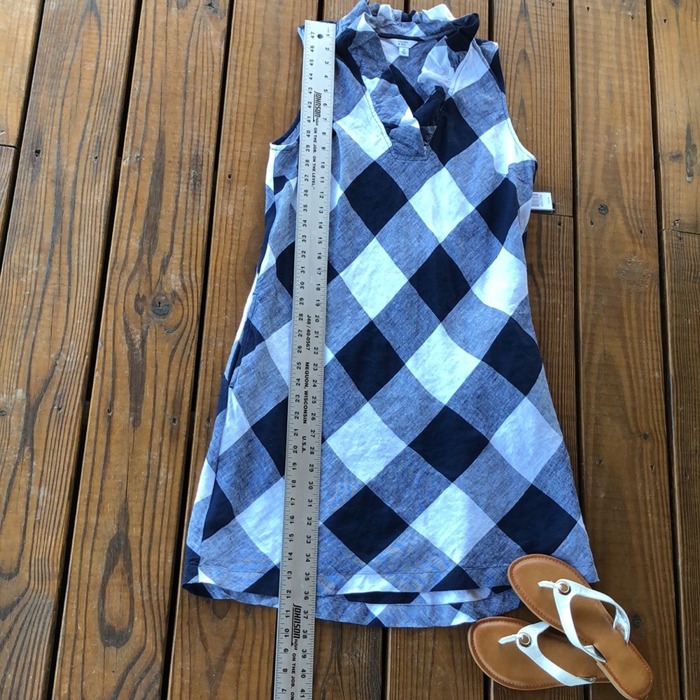 Crown & Ivy Navy and White Gigham Linen Blend Shift  W/ Pockets! -M - Picture 5 of 6